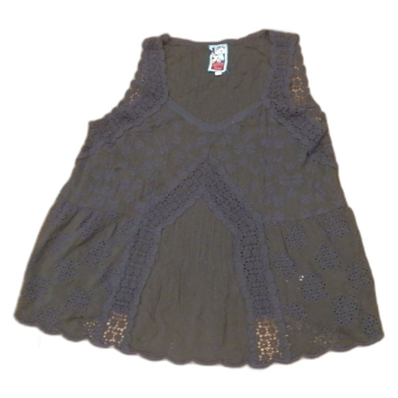 Johnny Was Black Sheer Eyelet Top Size Large - Picture 1 of 2